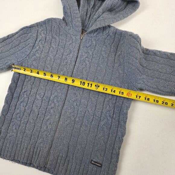 VTG Y2K Abercrombie & Fitch Sweater Womens M babydoll Hooded Cable Knit Wool - Picture 4 of 10